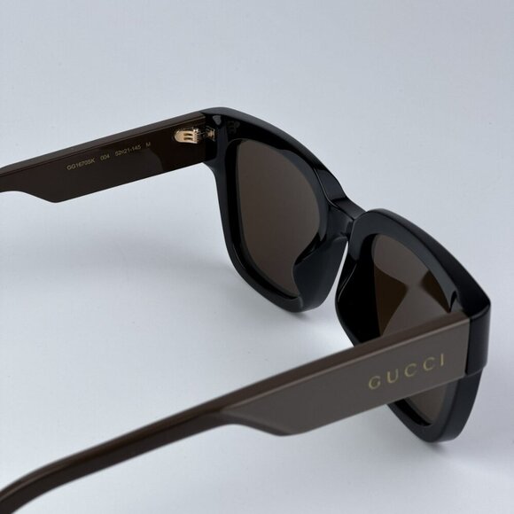 Gucci GG1670SK 004 BRAND NEW Sunglasses Black Green Brown Unisex Square main image 4